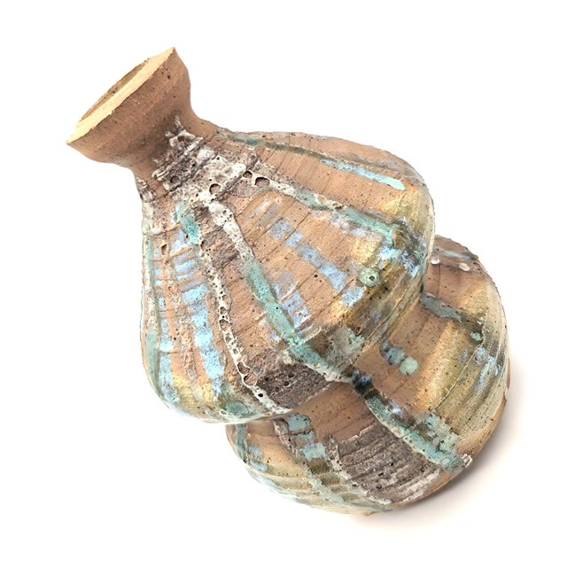 California Pottery Mid 20th Century Drip-Glazed Raku Stoneware Vase For Sale - Image 4 of 10