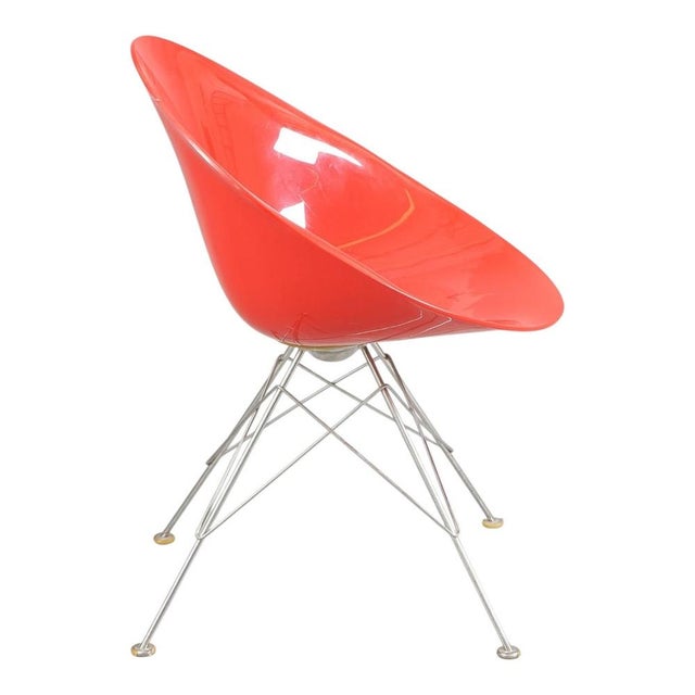 Kartell Eros Chairs in Steel and Red Plastic by Philippe Starck for Kartell, 2000s, Set of 4 For Sale - Image 4 of 8