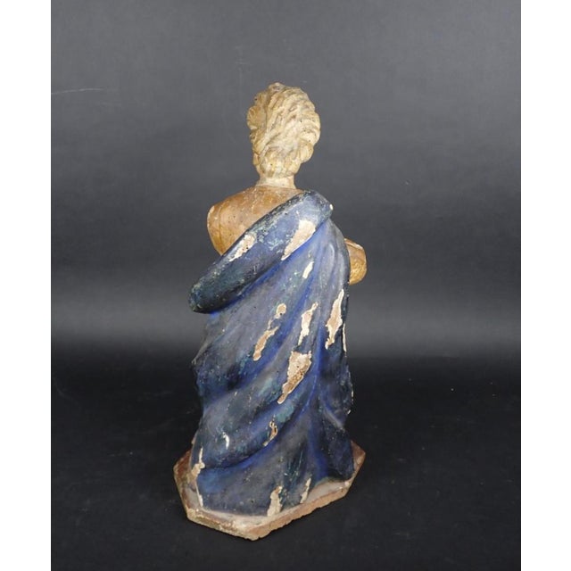 18th Century French Baroque Style Carved Polychrome Painted Wooden Statue of St. Joseph For Sale In Palm Springs - Image 6 of 10