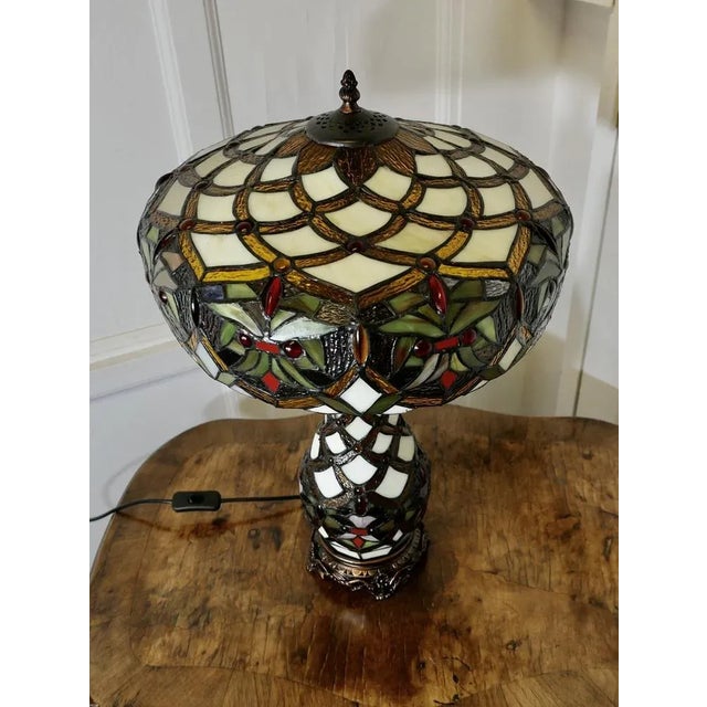 Large Stained Glass Table Lamp, 1960s For Sale - Image 9 of 11
