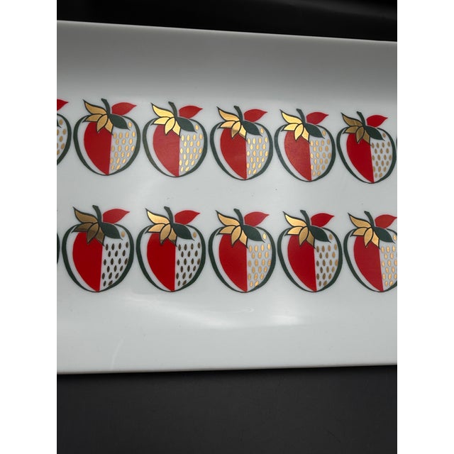 Large Mid 20th Century Georges Briard Glass Strawberry Serving Tray For Sale - Image 10 of 12