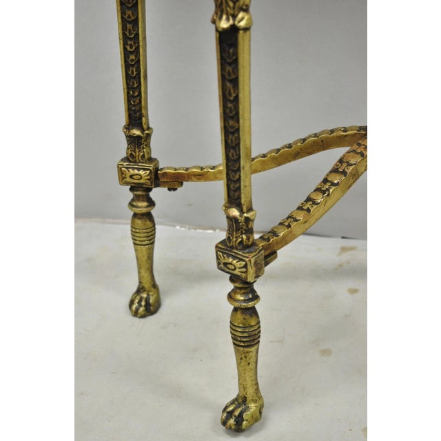 Antique Gothic Revival Oscar Bach Style Figural Bronze & Onyx Console Side Table For Sale - Image 9 of 15