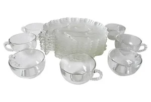 Vintage Clear Glass Breakfast Set - Set of 7