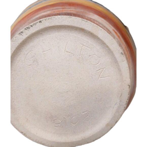 2015 Coastal Landscape Pottery Handmade Stoneware Bowl Colorful Striped Modern For Sale - Image 13 of 16