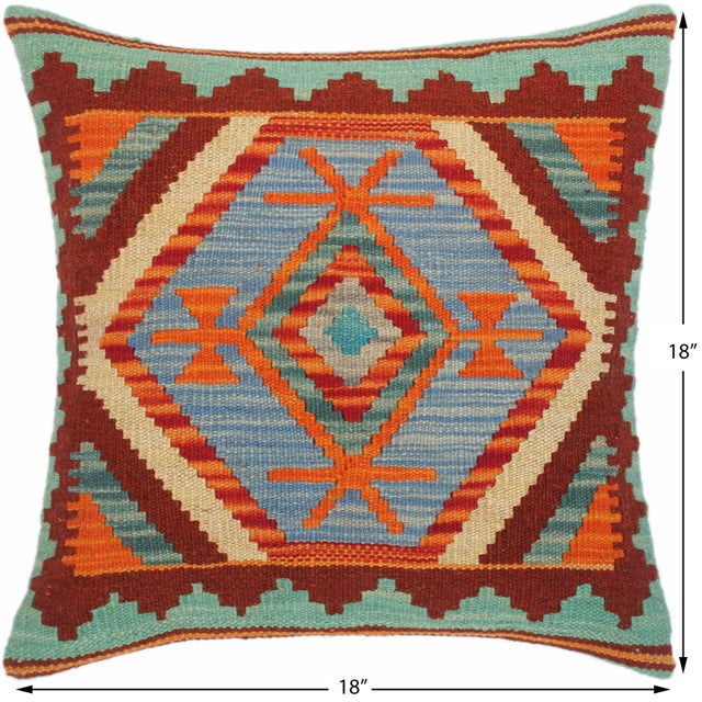Textile 1990s Shabby Chic Tribal Turkish Hand Woven Kilim Throw Pillow For Sale - Image 7 of 8
