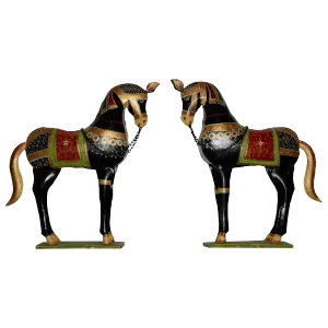 20th Century Decorative Parcel-Gilt and Polychrome Metal Horses