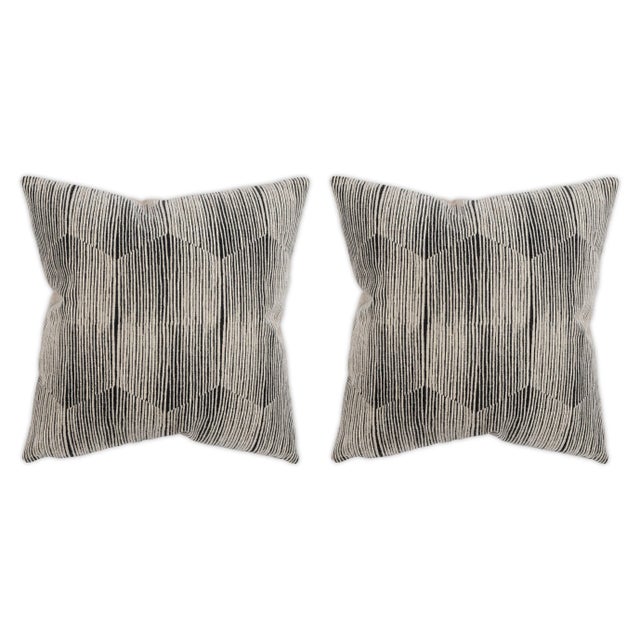 Transitional Stereo Stone 22x22 Pillow, A Pair For Sale - Image 3 of 3