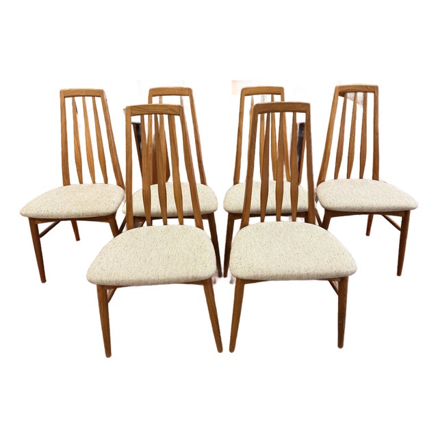 Danish Teak Eva Dining Chairs by Koefoed Hornslet- Denmark. Set of Six For Sale