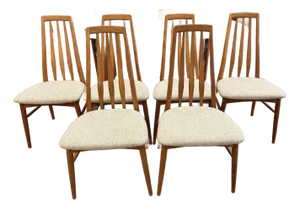 Danish Teak Eva Dining Chairs by Koefoed Hornslet- Denmark. Set of Six