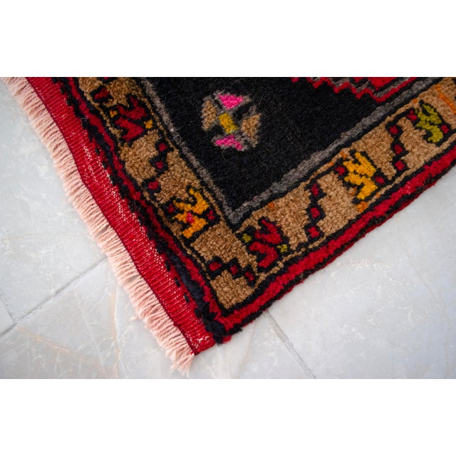 Hand Knotted Small Turkish Rug. Organic Wool 1960's Entryway Decor DoorMat, Accent Rug - 22'' X 42'' For Sale - Image 10 of 12