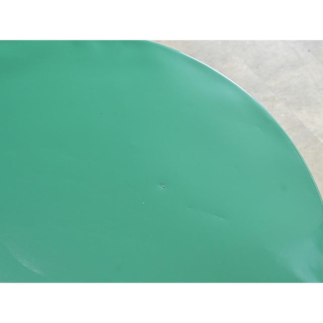 Green Early 20th Century French Pair of Metal Bistro Tables with New Powder Coat, 2 Pieces For Sale - Image 8 of 12