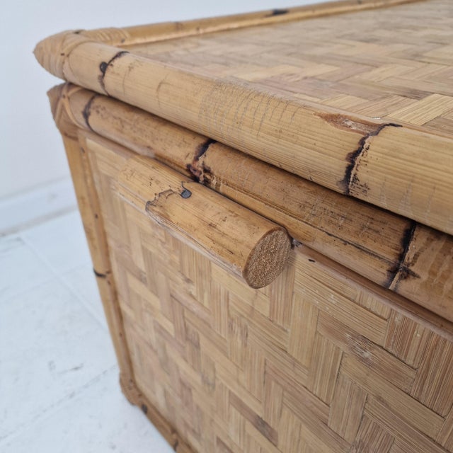 Mid-Century Modern Italian Woven Rattan and Bamboo Blanket Chest, 1970s For Sale - Image 17 of 18