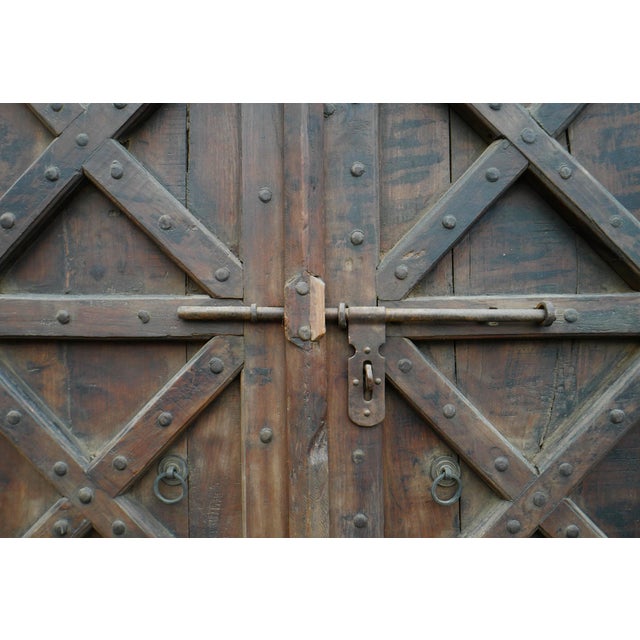Indian Vintage Large Indian Arched Industrial X Pattern Doors For Sale - Image 3 of 7