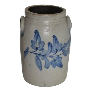 19thc Decorated Stoneware 3 Gallon Crock