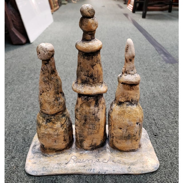 Sculpture Materials Mid 20th Century Abstract Figural Group Clay Sculpture Signed Reinecke (Gladys) New Orleans For Sale - Image 7 of 7