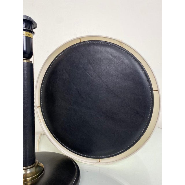 Stitched Leather Table Lamp in the style of Jacques Adnet, 1960s For Sale - Image 9 of 11