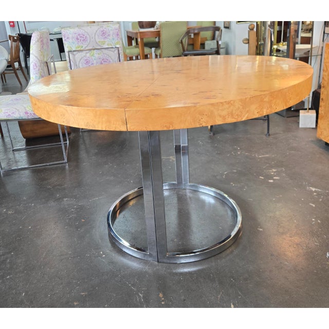 Mid-Century Modern Milo Baughman Burl Wood Dining Table For Sale - Image 3 of 12