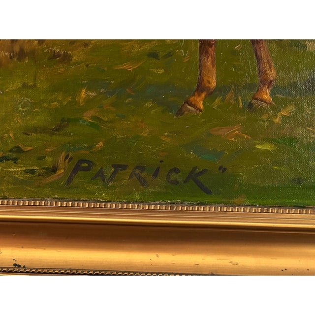 Antique Horse Painting by George Wright "Portrait of ‘Patrick’ a Chestnut Hunter" Oil on Canvas, 1920s For Sale - Image 9 of 13