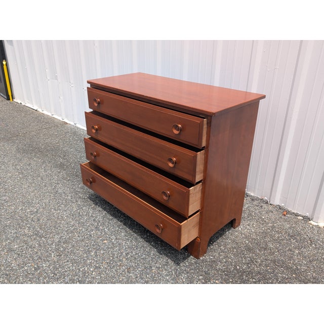 Farmhouse Vintage Whitney Solid Cherry 4-Drawer Farmhouse Style Chest For Sale - Image 3 of 13