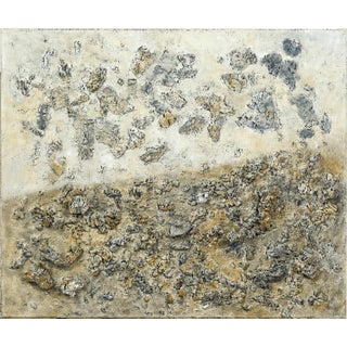 Original Abstract High Relief Neutral Palette Landscape - Oil Painting by Diane Grant For Sale