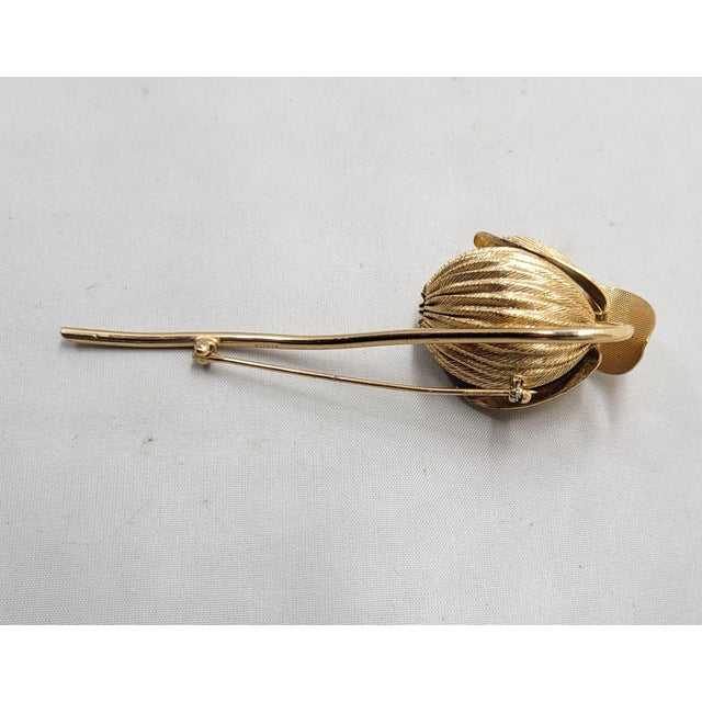 Gold Vintage 1950s Signed Napier Goldtone Flower Brooch For Sale - Image 8 of 8