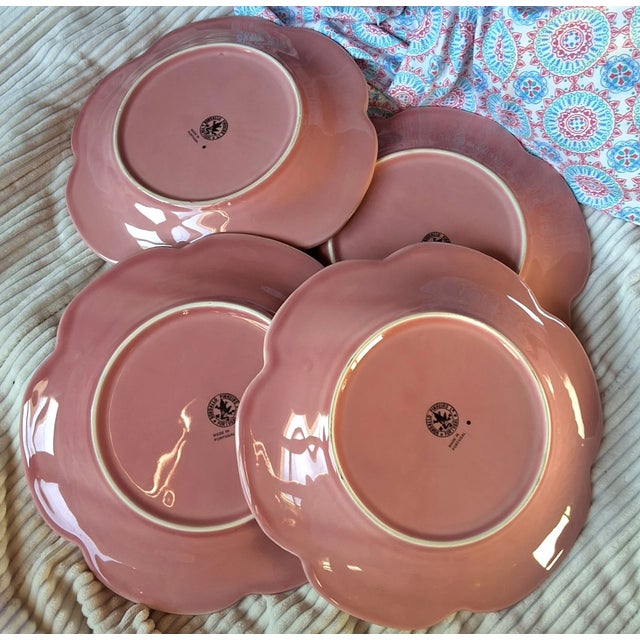 Add a touch of charm and classic Portuguese artistry to your table with this beautiful set of four 9-inch pink cabbage...