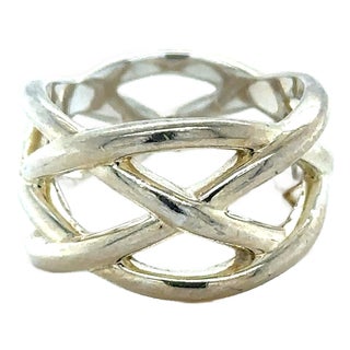 Tiffany & Co. Sterling Silver Braided Knot Wide Ring 9.3g, Size 7.25 For Sale