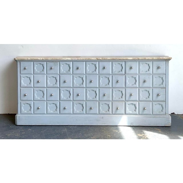 Late 20th Century Vintage Faux Finished Blue Credenza For Sale - Image 5 of 12