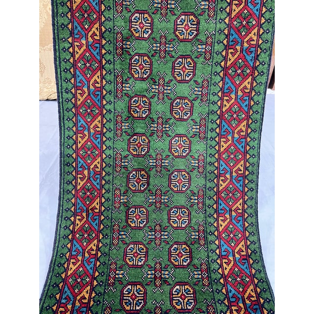 Green Mori Gul Tribal Geometric Runner Rug, 2'7" X 12'11" For Sale - Image 10 of 14