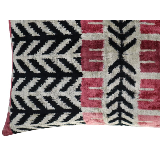 Canvello Hot Pink Black Handmade Velvet Throw Pillow & Down Insert For Sale In San Francisco - Image 6 of 12