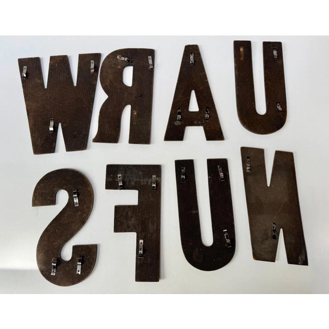 Set of 8 Vintage Distressed Black and Brown Wall Letters For Sale - Image 13 of 15