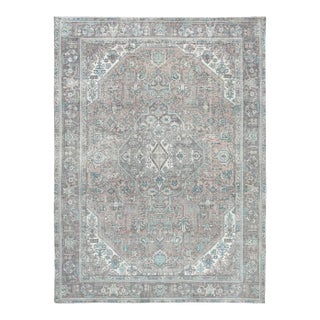 Vintage Persian Tabriz Peach Hand Knotted Wool Rug For Sale