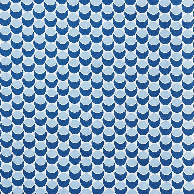 Schumacher X Studio Bon Buds Fabric in Navy & Sky For Sale