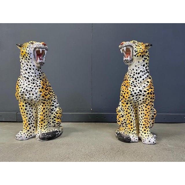 1960s Italian Glazed Terracotta Leopard Figures, 1960s For Sale - Image 5 of 14