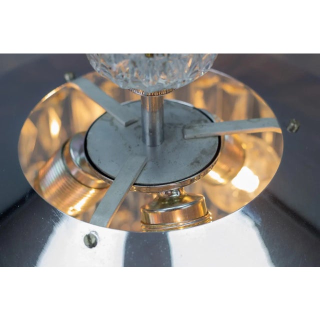 Silver Mid-Century Modern Crystal Glass and Chrome Pendant Lamp For Sale - Image 8 of 18