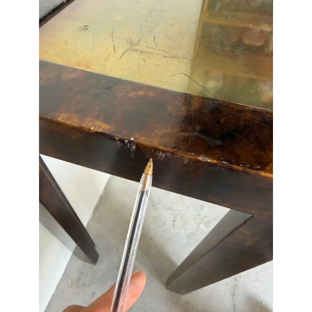 Wood John Widdicomb Faux Tortoiseshell & Brass Console Table For Sale - Image 7 of 12