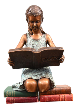 Girl Reading Tabletop Casting in Bronze