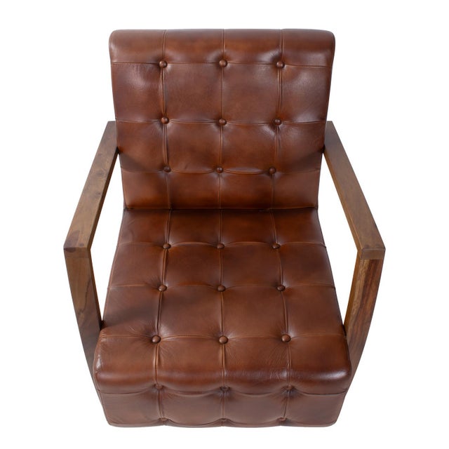 Brown Davenport Tufted Leather Chair For Sale - Image 8 of 11
