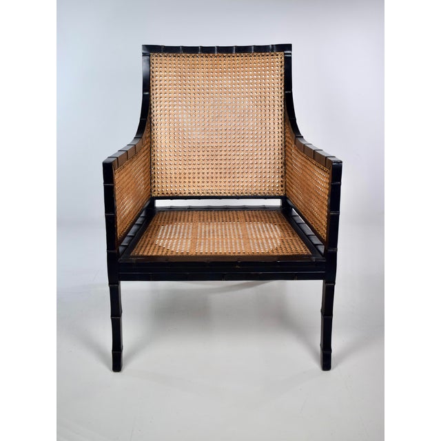 Hickory Chair Double-Caned Faux Bamboo Beaufort Armchair For Sale - Image 12 of 14