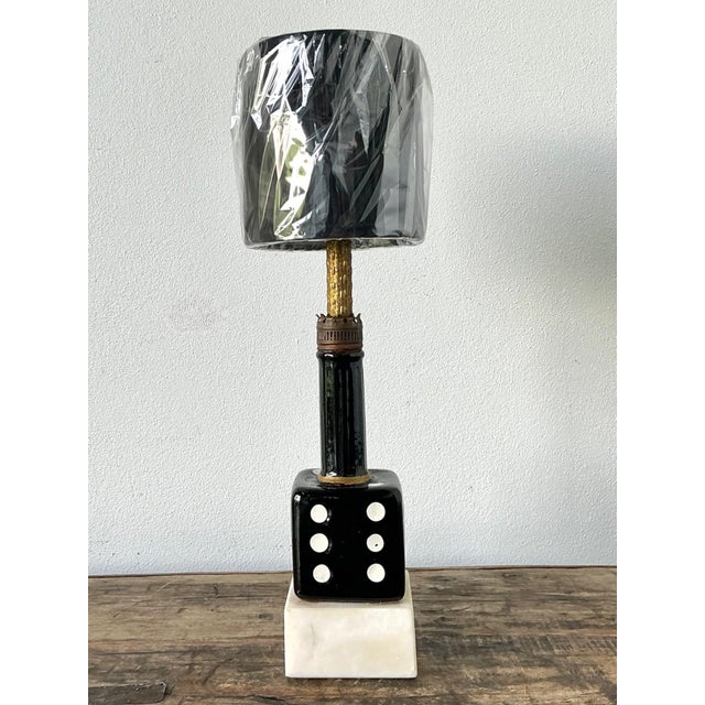 Black Vintage Ceramic Dice Table Lamp For Sale - Image 8 of 15