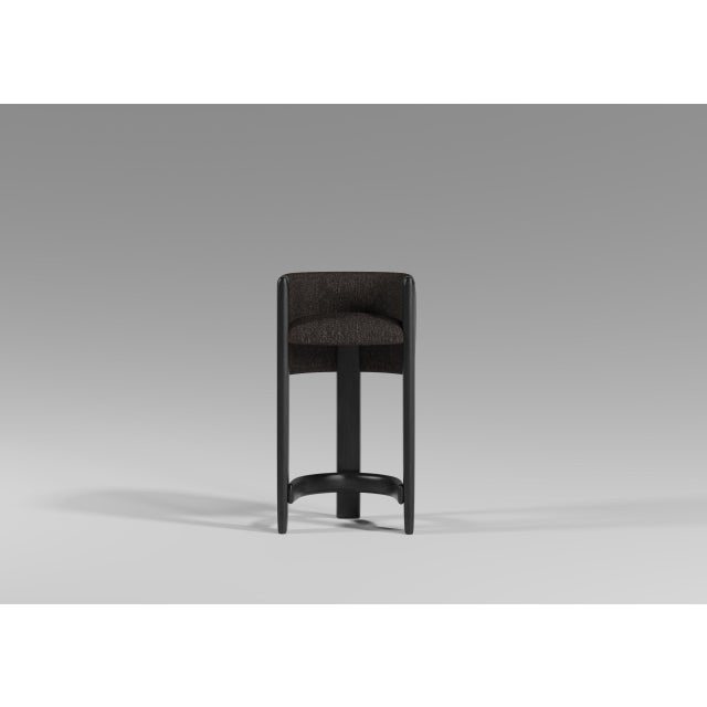 Modern Sunset Bar Stool in Teal Fabric and Black Stained Ash by Javier Gomez For Sale - Image 6 of 6