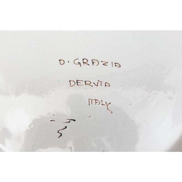 Mid 20th Century Deruta Taly D. Grazia Maiolica Large Portrait Wall Bowl Charger Plate For Sale In Miami - Image 6 of 8