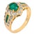 Vintage Emerald Diamond 18k Yellow Gold Cluster Ring, Size 6 For Sale