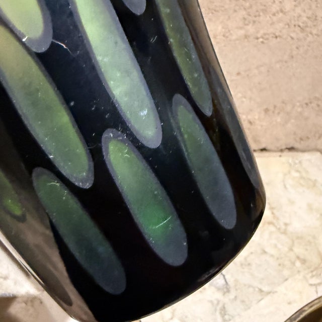 Glass 1960s Murano Vases Cased Glass Black & Green Italy For Sale - Image 7 of 7