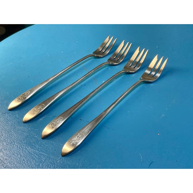 1958 Reed & Barton "The Diamond" Sterling Cocktail Forks by Gio Ponti - Set of 4 For Sale In Atlanta - Image 6 of 6