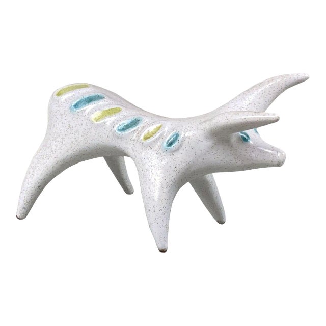 Mid-Century Southwestern Pottery Figural Bull Sculpture For Sale