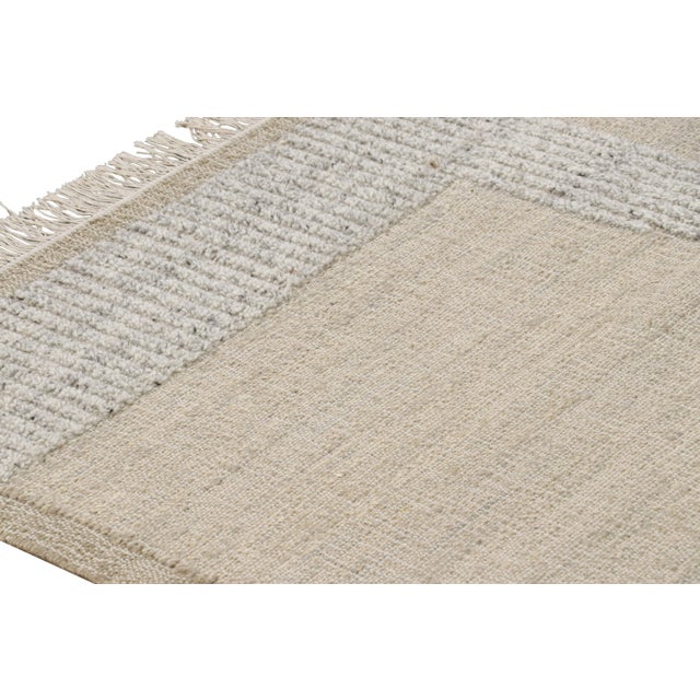 Mid-Century Modern Rug & Kilim’s Abstract Flatweave in Beige with Geometric Patterns - 5x7 For Sale - Image 3 of 7