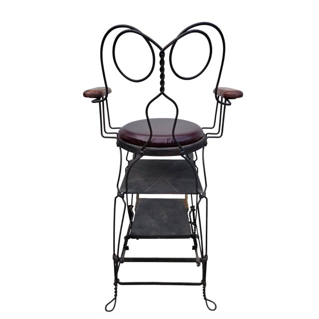 Antique Shoeshine Barbers Chair Twisted Wrought Iron Ice Cream Parlor Armchair For Sale - Image 12 of 18