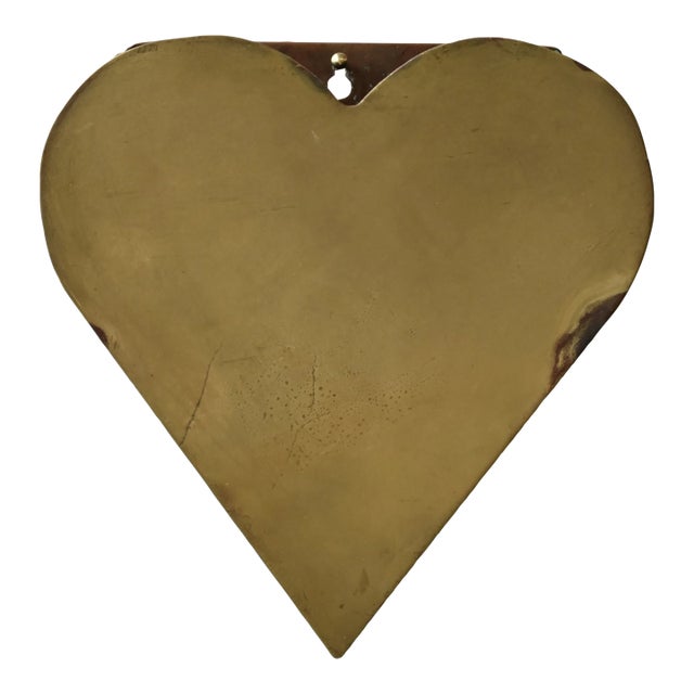 Vintage Brass + Copper Heart Wall Pocket, Circa Mid-20th Century For Sale