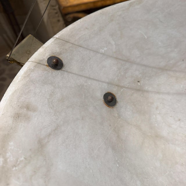 1960s Large Art Deco Alabaster Dome Pendant Chandelier Glass Figures For Sale - Image 10 of 11